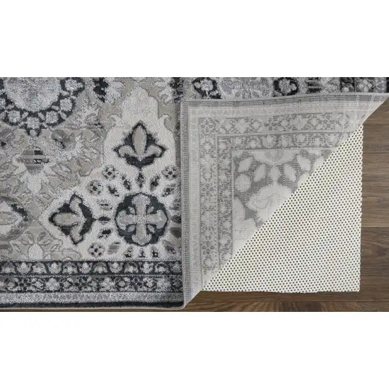 Gray And Black Floral Power Loom Area Rug Photo 3