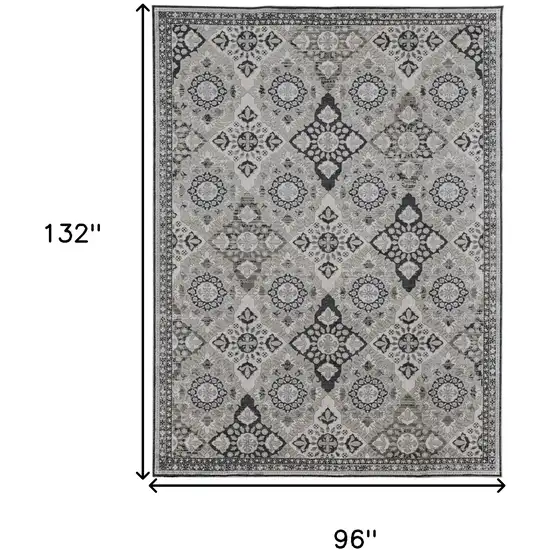 Gray And Black Floral Power Loom Area Rug Photo 10