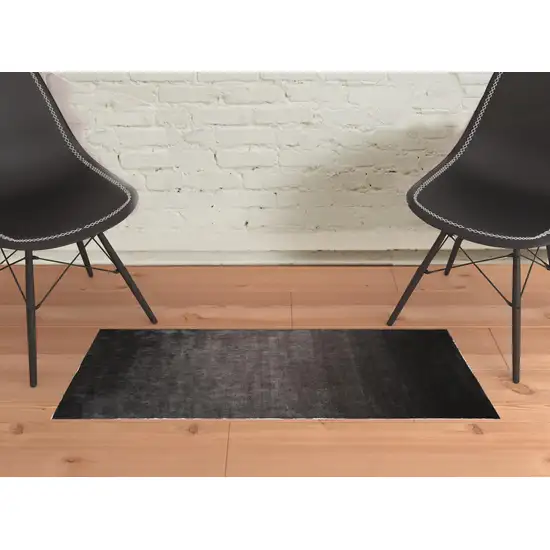 Gray And Black Shag Tufted Handmade Area Rug Photo 2