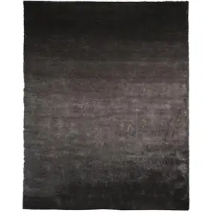 Photo of Gray And Black Shag Tufted Handmade Area Rug