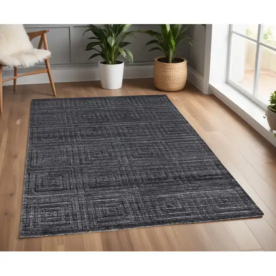 Gray and Black Striped Hand Woven Area Rug Photo 1