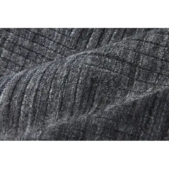 Gray And Black Striped Hand Woven Area Rug Photo 1