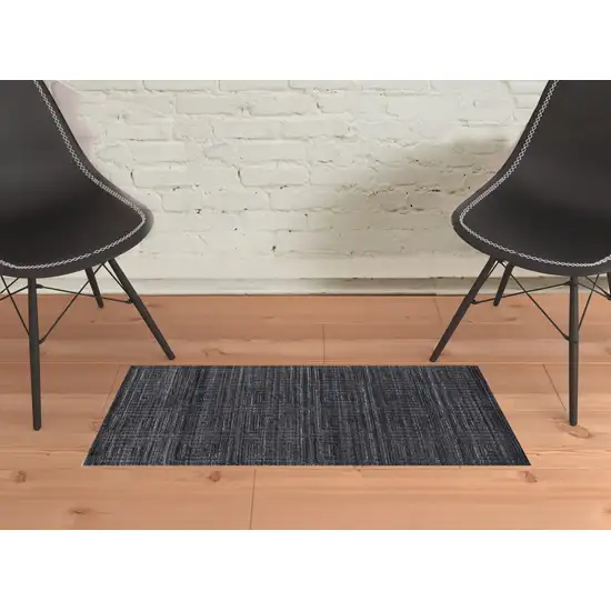 Gray And Black Striped Hand Woven Area Rug Photo 2