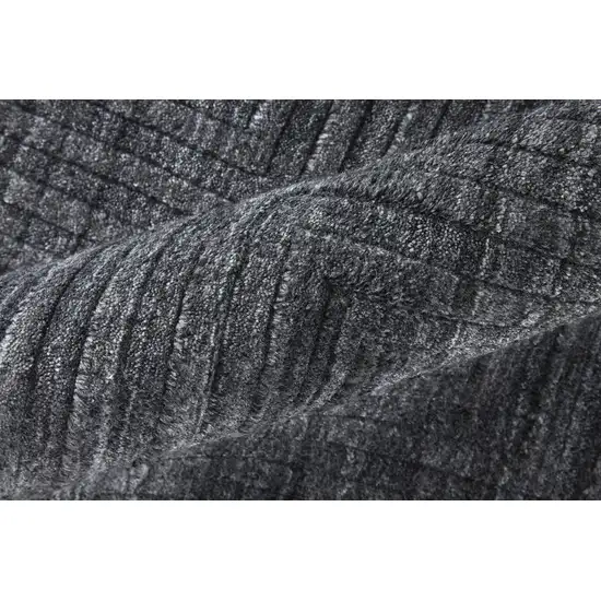 Gray And Black Striped Hand Woven Area Rug Photo 8