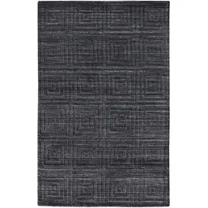 Photo of Gray And Black Striped Hand Woven Area Rug