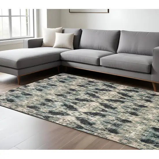 Gray And Blue Abstract Area Rug Photo 1