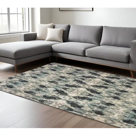 Gray And Blue Abstract Area Rug Photo 1