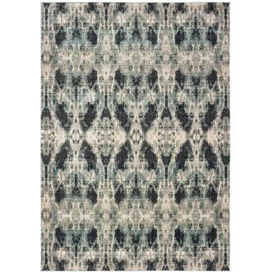 Gray And Blue Abstract Area Rug Photo 2