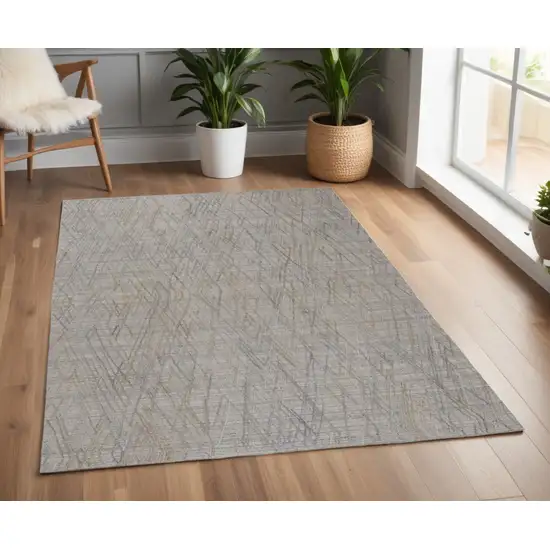 Blue and Gray Abstract Hand Woven Area Rug Photo 1