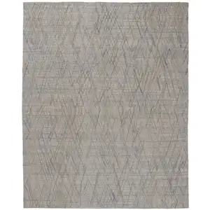 Photo of Gray And Blue Abstract Hand Woven Area Rug