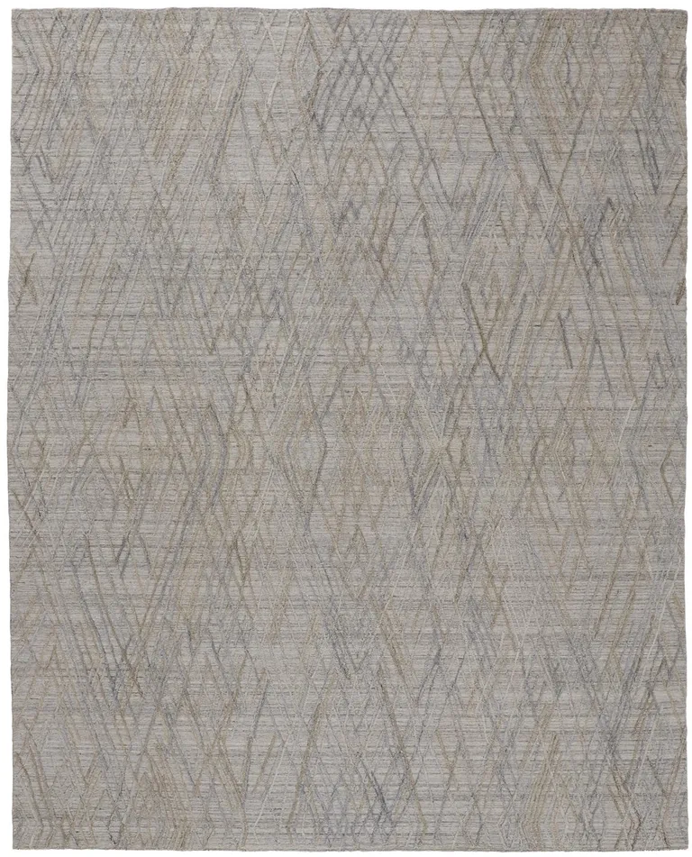 Gray And Blue Abstract Hand Woven Area Rug Photo 1