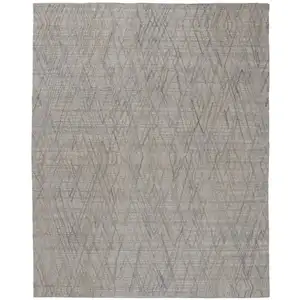 Photo of Gray And Blue Abstract Hand Woven Area Rug