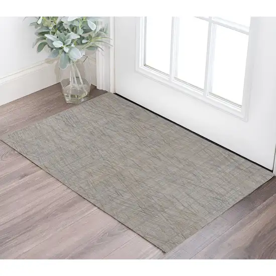 Blue and Gray Abstract Hand Woven Area Rug Photo 1