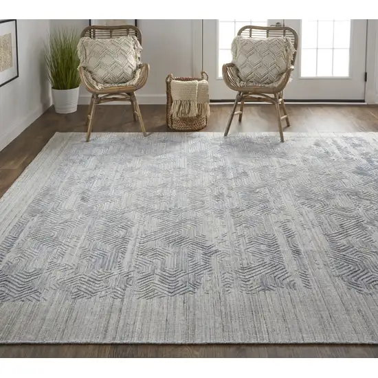 Gray And Blue Abstract Hand Woven Area Rug Photo 5