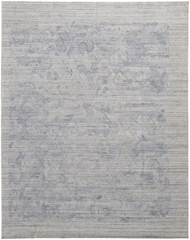 Gray And Blue Abstract Hand Woven Area Rug Photo 1