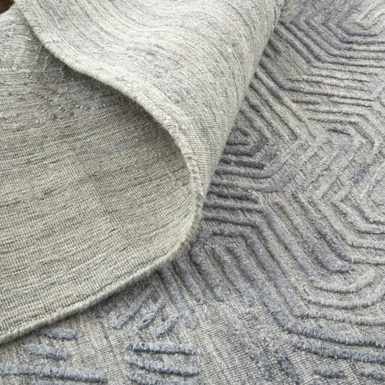 Gray And Blue Abstract Hand Woven Area Rug Photo 9