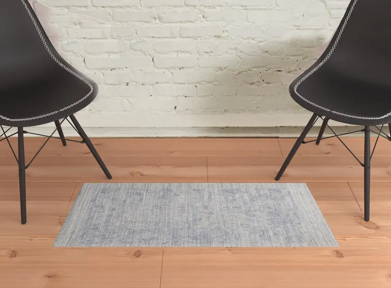 Gray And Blue Abstract Hand Woven Area Rug Photo 2