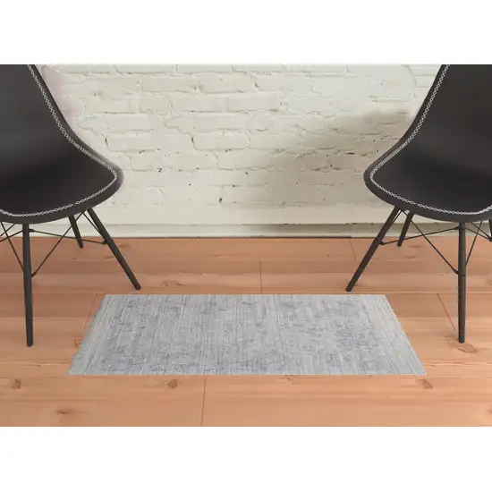 Gray And Blue Abstract Hand Woven Area Rug Photo 2