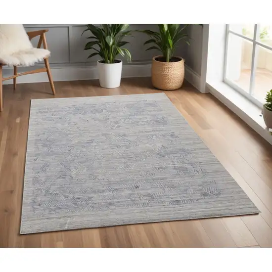 Blue and Gray Abstract Hand Woven Distressed Area Rug Photo 1