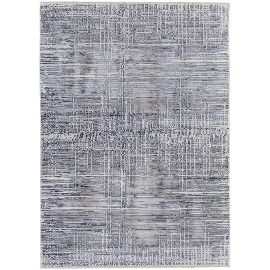 Gray And Blue Abstract Stain Resistant Area Rug Photo 1