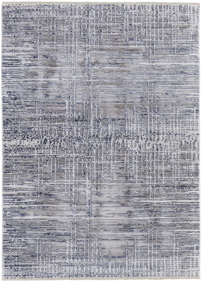 Gray And Blue Abstract Stain Resistant Area Rug Photo 1