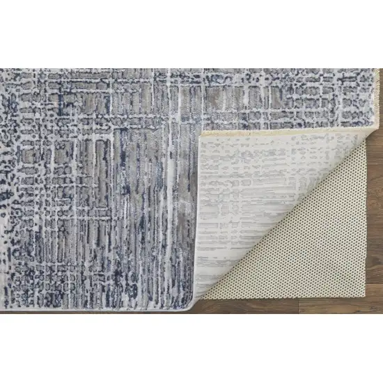 Gray And Blue Abstract Stain Resistant Area Rug Photo 3