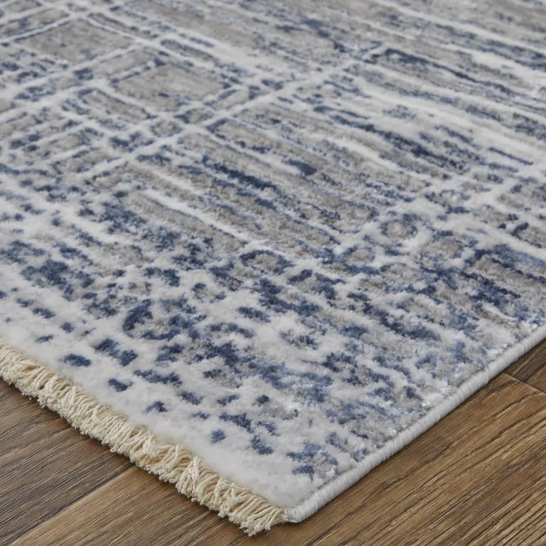 Gray And Blue Abstract Stain Resistant Area Rug Photo 4