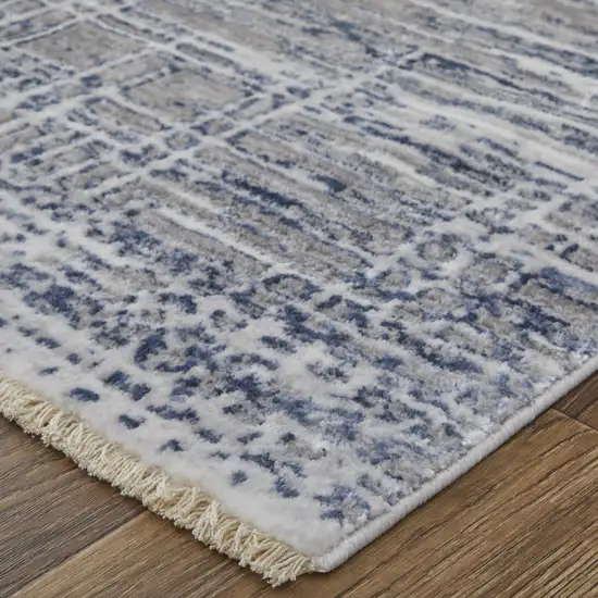 Gray And Blue Abstract Stain Resistant Area Rug Photo 4