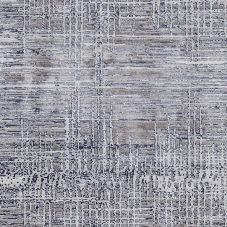 Gray And Blue Abstract Stain Resistant Area Rug Photo 3