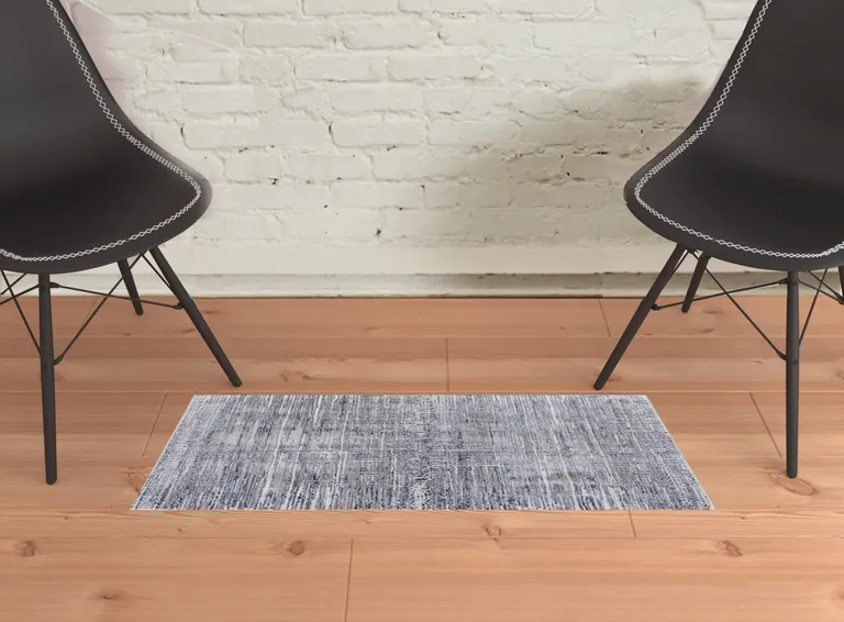 Gray And Blue Abstract Stain Resistant Area Rug Photo 2