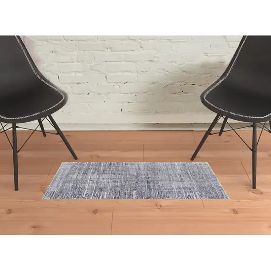 Gray And Blue Abstract Stain Resistant Area Rug Photo 2