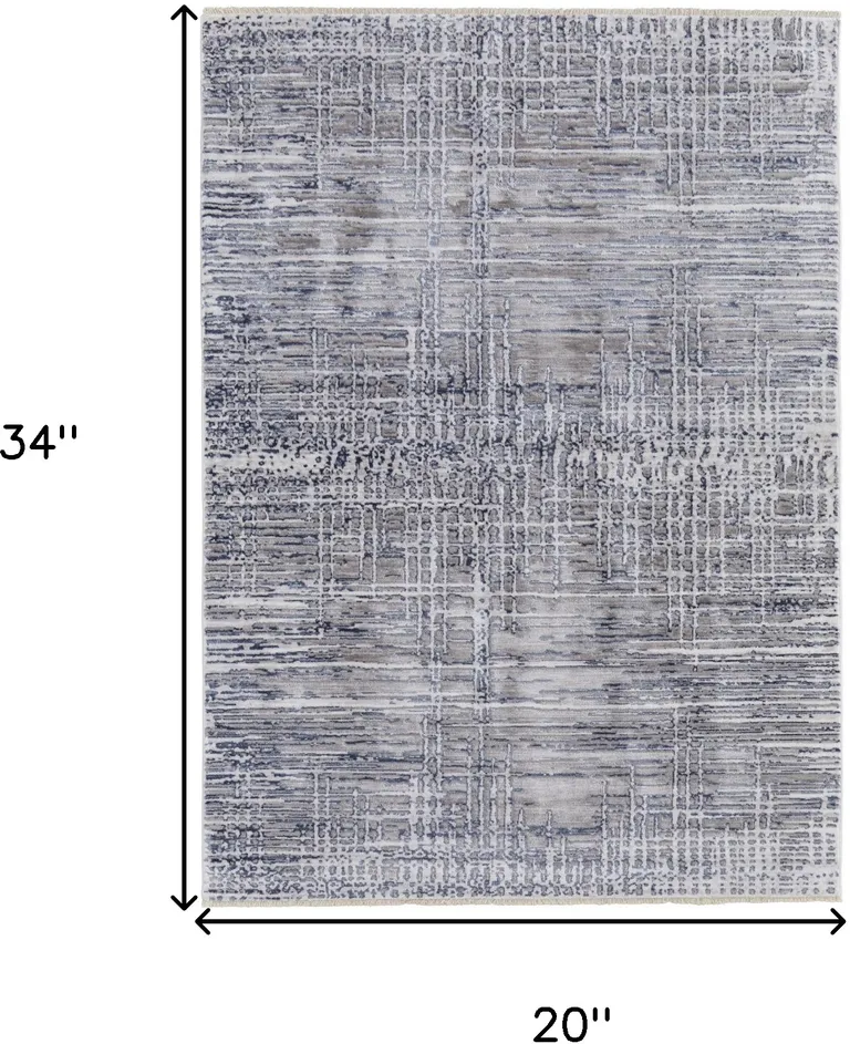 Gray And Blue Abstract Stain Resistant Area Rug Photo 4