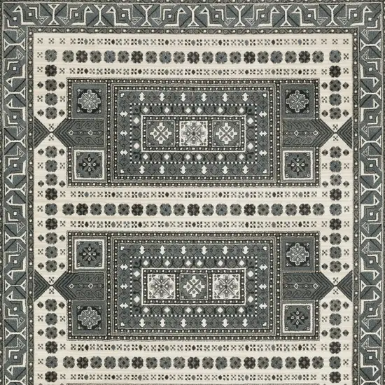 Gray And Blue Medallion Area Rug Photo 7