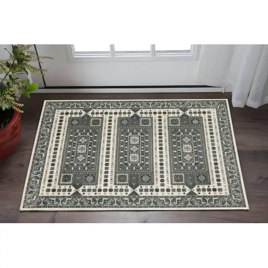 Gray And Blue Medallion Area Rug Photo 1