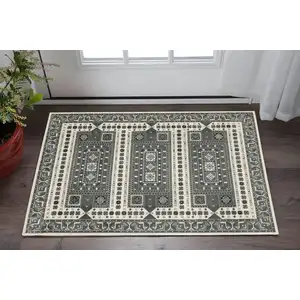 Photo of Gray And Blue Medallion Area Rug