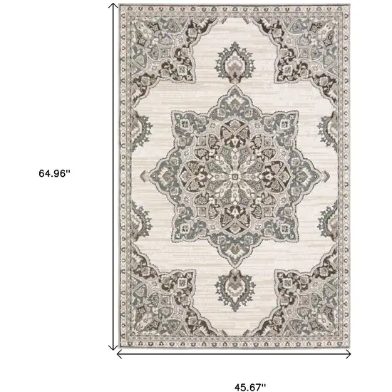 Gray And Blue Medallion Area Rug Photo 3