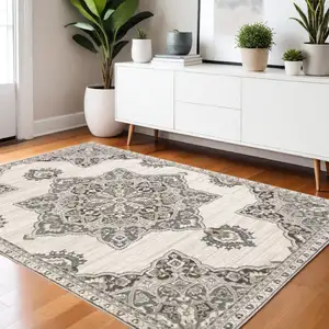 Photo of Gray And Blue Medallion Area Rug