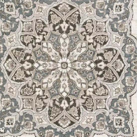 Gray And Blue Medallion Area Rug Photo 8