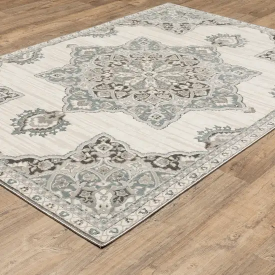 Gray And Blue Medallion Area Rug Photo 4