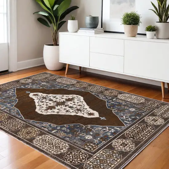 Gray And Blue Medallion Area Rug Photo 1