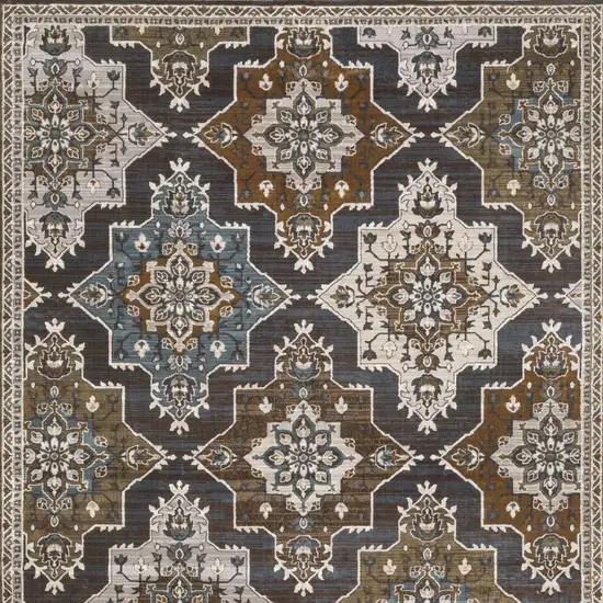 Gray And Blue Medallion Area Rug Photo 8