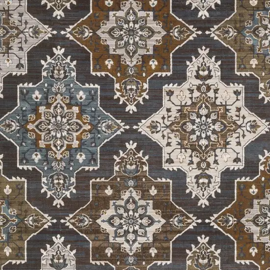 Gray And Blue Medallion Area Rug Photo 7