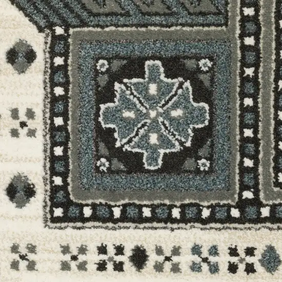 Gray And Blue Medallion Area Rug Photo 7