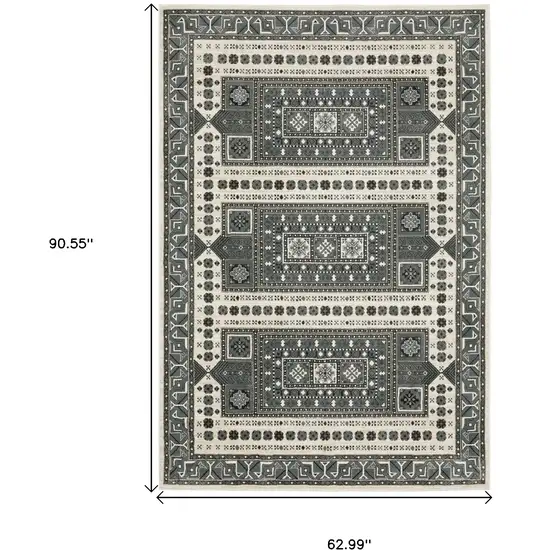 Gray And Blue Medallion Area Rug Photo 3