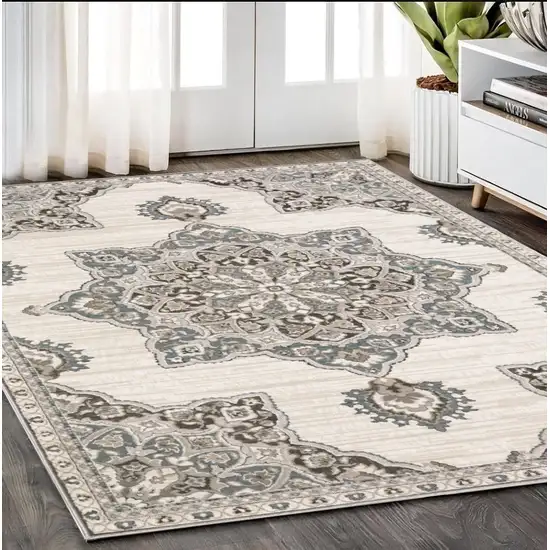 Gray And Blue Medallion Area Rug Photo 1