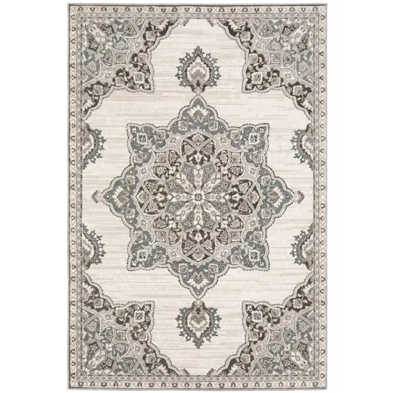 Gray And Blue Medallion Area Rug Photo 2