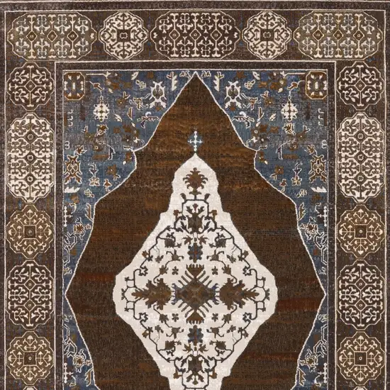 Gray And Blue Medallion Area Rug Photo 9