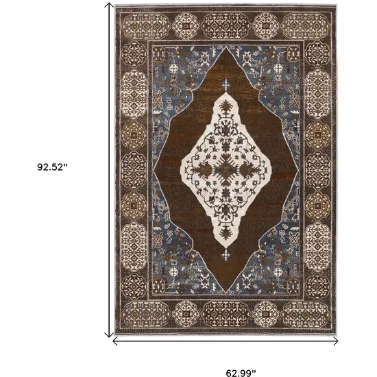 Gray And Blue Medallion Area Rug Photo 3