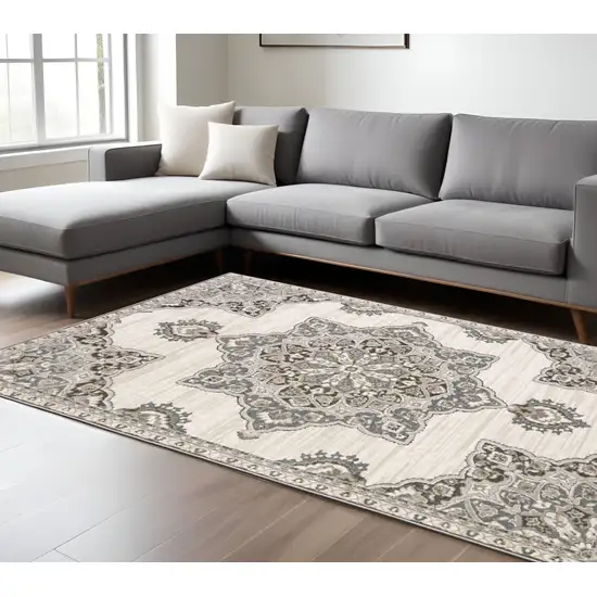 Gray And Blue Medallion Area Rug Photo 1