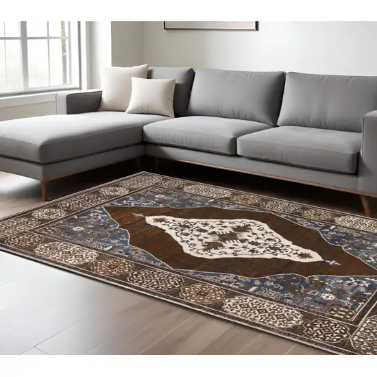 Gray And Blue Medallion Area Rug Photo 1